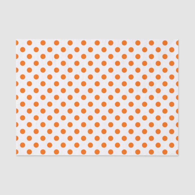 White Background Orange Polka Dots Tissue Paper (Front)