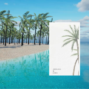 White Background Palm Tree Wedding Napkin