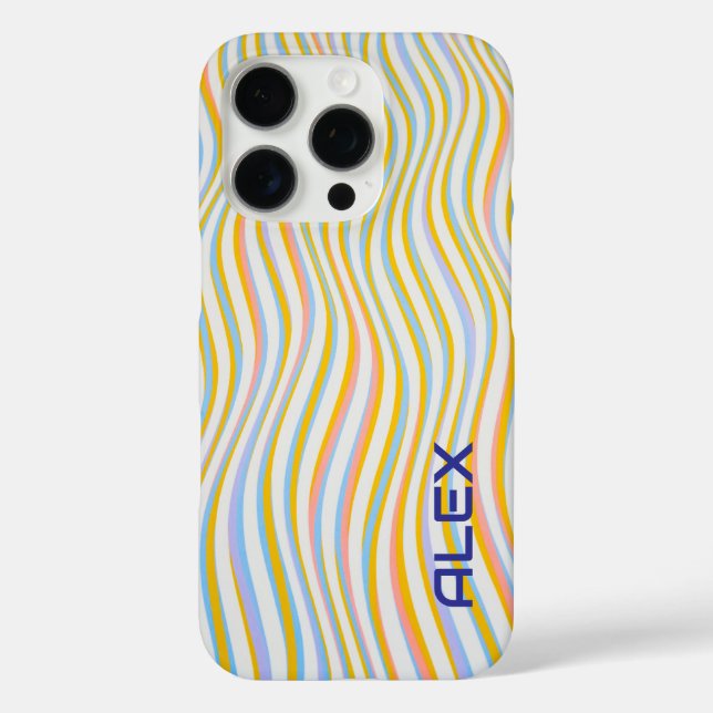 White Background Pastel Wave Pattern  Case-Mate iPhone Case (Back)