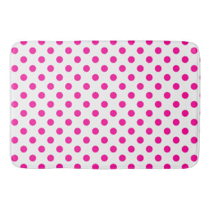 White Background Pink Polka Dots Bath Mat