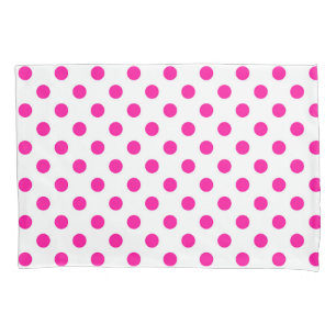 White Background Pink Polka Dots Pillowcase