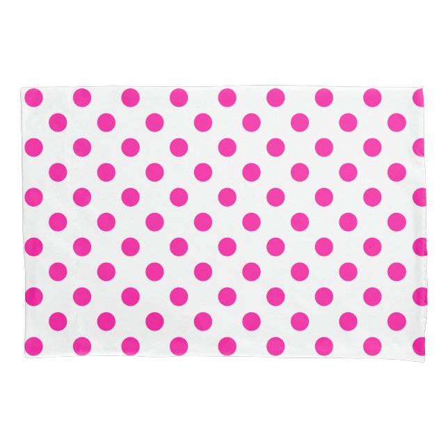 White Background Pink Polka Dots Pillowcase (Front)