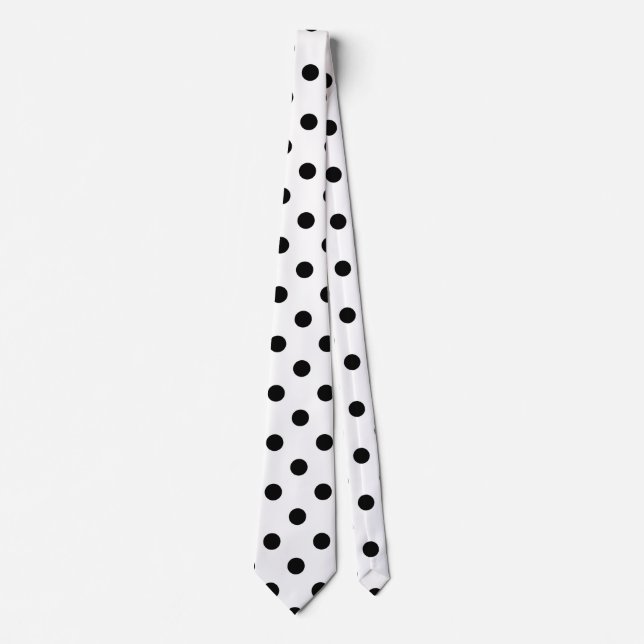 White Background Polka Dots Design Tie (Front)
