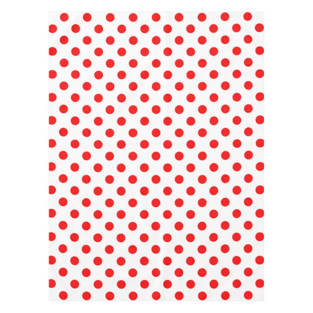 White Background Red Polka Dots Tablecloth (Front)