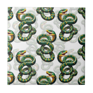 White Background Snake Pattern Design Ceramic Tile