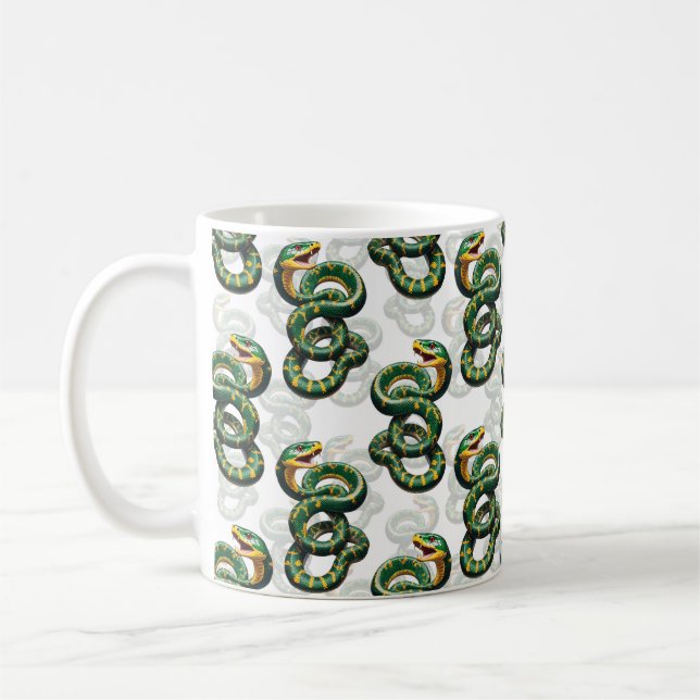 White Background Snake Pattern Design  Coffee Mug (Left)