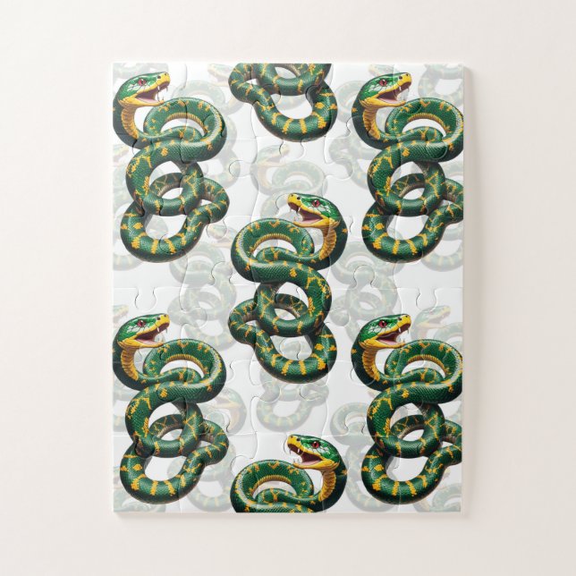 White Background Snake Pattern Design  Jigsaw Puzzle (Vertical)