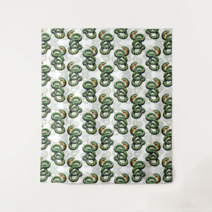 White Background Snake Pattern Design Tapestry
