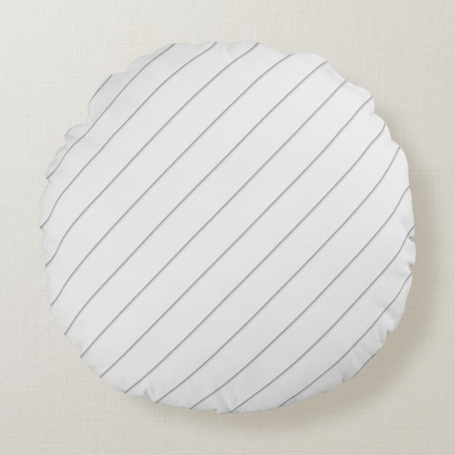 White background striped pattern round cushion (Front)