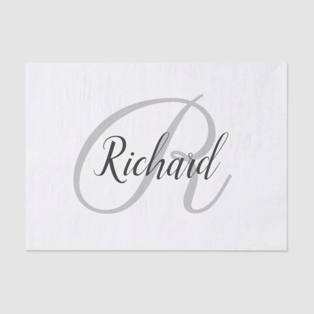 White Background With Monogram  Tissue Paper (Front)