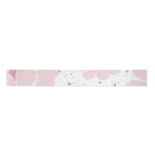 White Background with Pastel Pink Flowers Satin Ribbon
