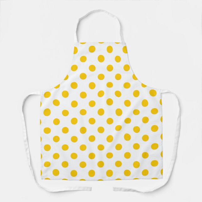 White Background Yellow Polka Dots Apron (Front)