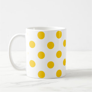 White Background Yellow Polka Dots Coffee Mug
