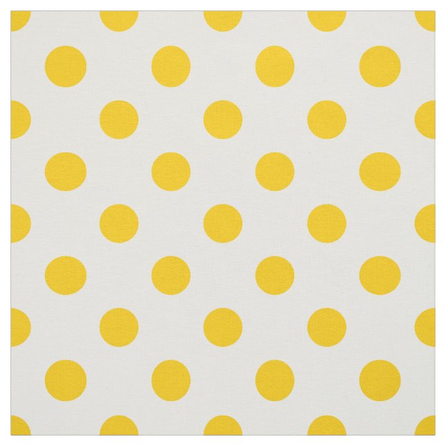 White Background Yellow Polka Dots Fabric (Swatch)