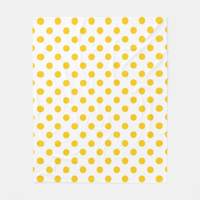 White Background Yellow Polka Dots Fleece Blanket (Front)
