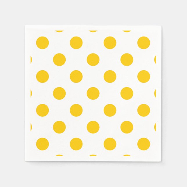 White Background Yellow Polka Dots Napkin (Front)