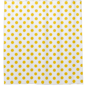 White Background Yellow Polka Dots Shower Curtain