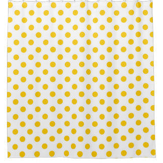 White Background Yellow Polka Dots Shower Curtain