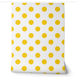 White Background Yellow Polka Dots Wallpaper