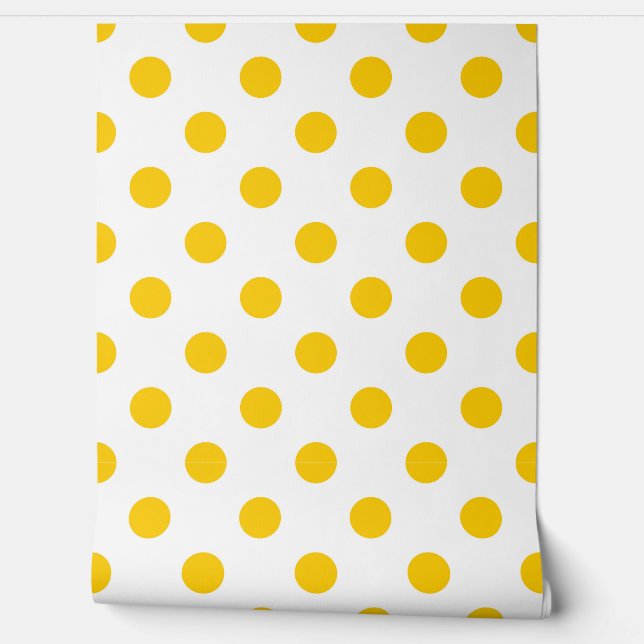 White Background Yellow Polka Dots Wallpaper (Unrolling)