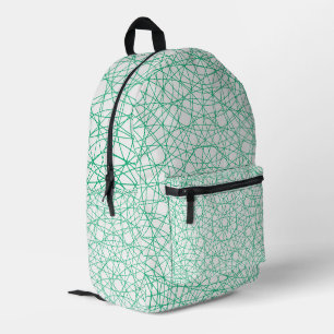 White Backpack with Emerald Geometric Pattern