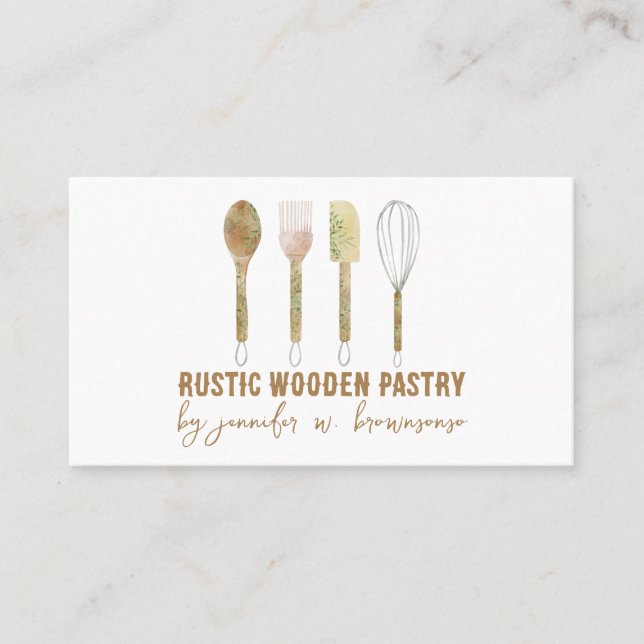 White Bakery Rustic cake decoration Business Card (Front)