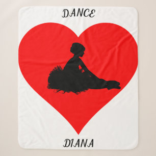 White Ballerina blanket with a red heart.