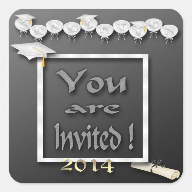 White Balloons Graduation Party Envelope Seal (Front)