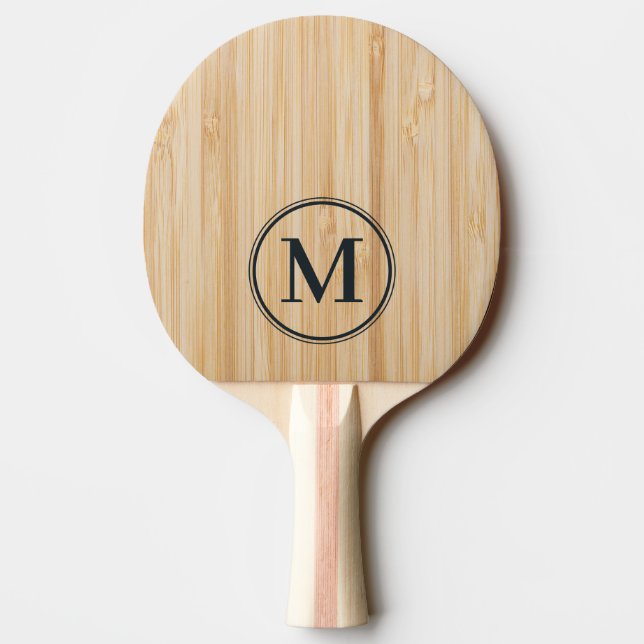 White Bamboo Monogram Ping Pong Paddle (Back)
