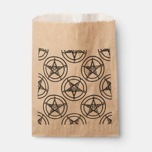 white baphomet pentagram halloween favour bag