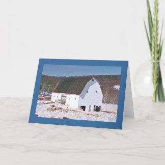 White Barn in Snow on the "National Pike" Card