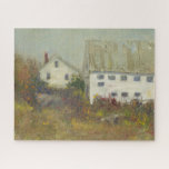 White Barn Jigsaw Puzzle<br><div class="desc">White Barn II by Marilyn Wendling. White barn-like building and home amongst flowers in the countryside.</div>