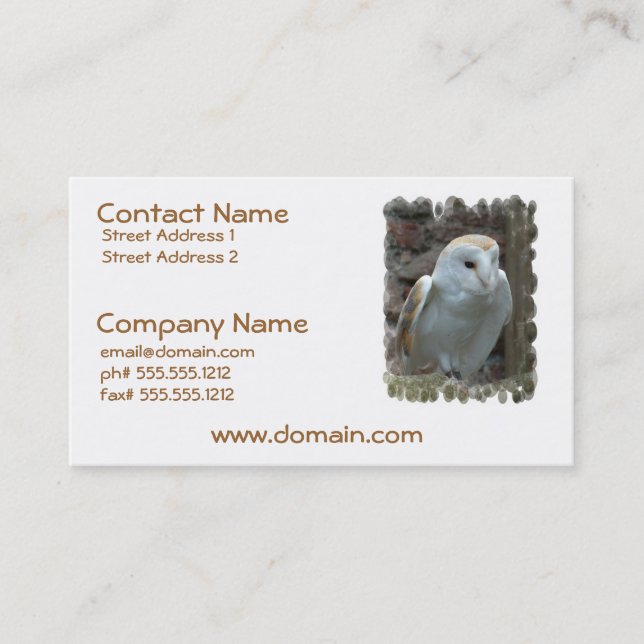 White Barn Owl Business Cards (Front)