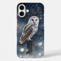 White Barn Owl Mystical in Snow Phone