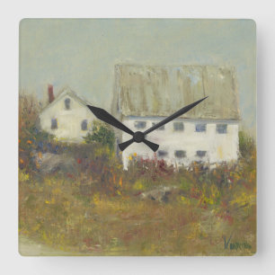 White Barn Square Wall Clock