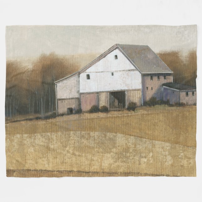 White Barn View Fleece Blanket (Front (Horizontal))