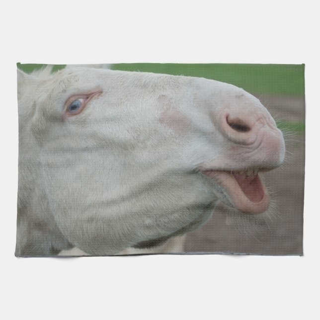 White Baroque Donkey Tea Towel (Horizontal)
