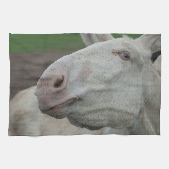 White Baroque Donkey Tea Towel (Horizontal)