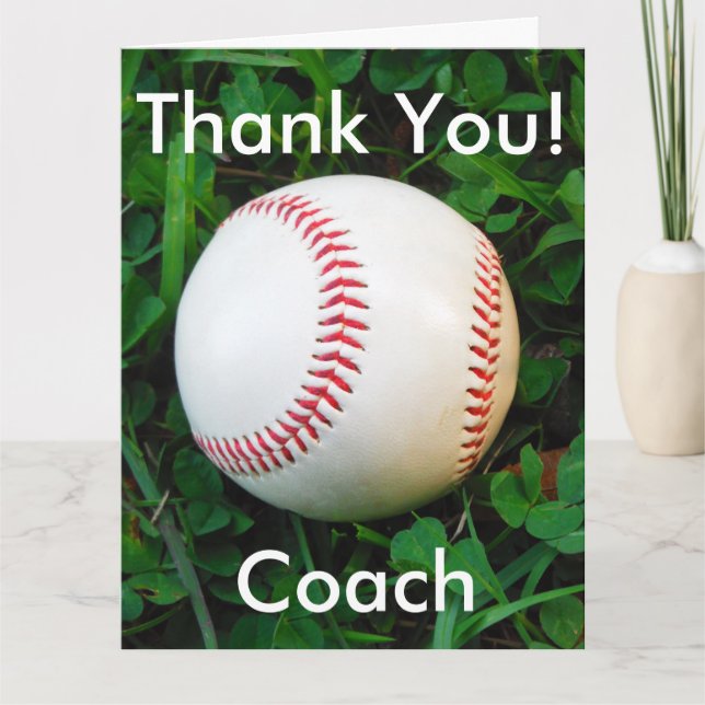 White Baseball personalised thank you card (Front)