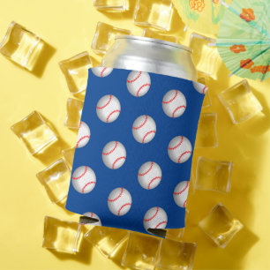White Baseball Red Stitching Can Cooler