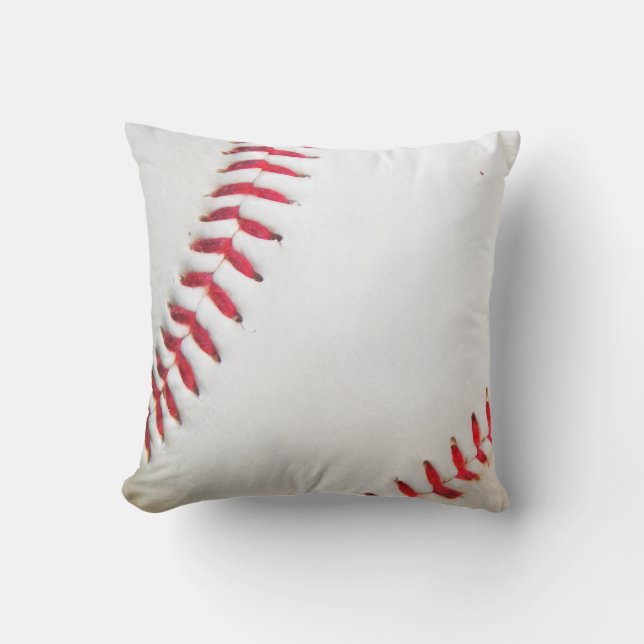 White Baseball red stitching Cushion (Front)