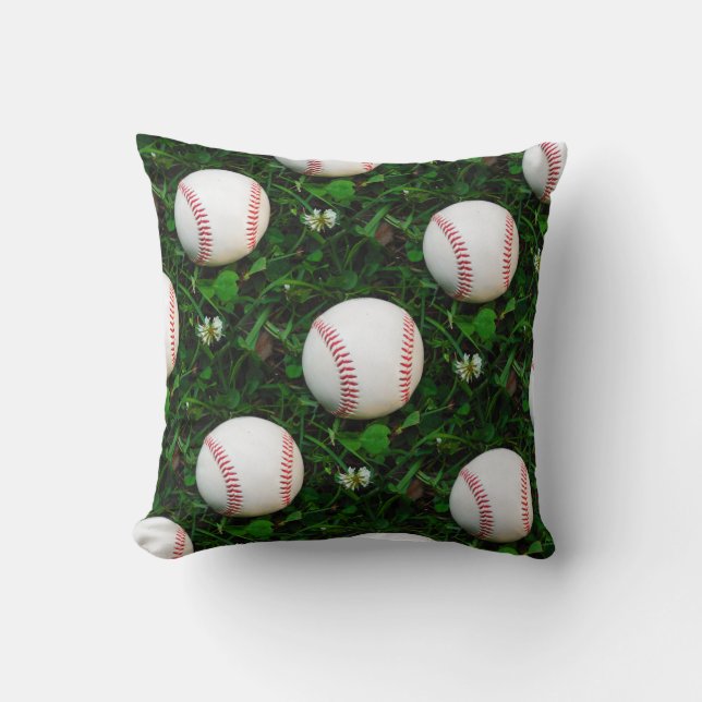 White Baseball red stitching Cushion (Front)