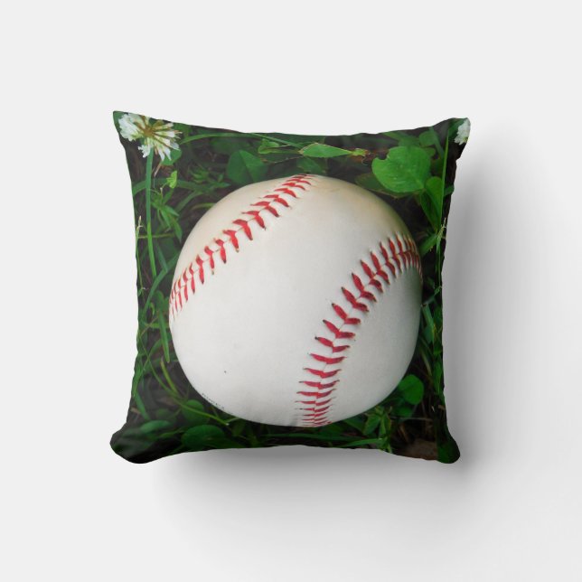 White Baseball red stitching Cushion (Front)