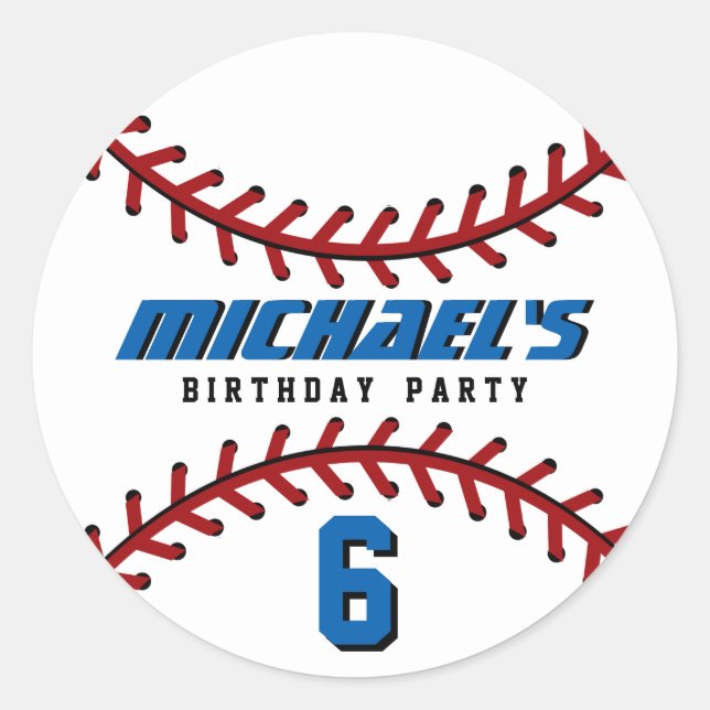 White Baseball Sticker Sports Team Birthday Party (Front)