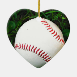 White Baseball with Red Stitching Ceramic Tree Decoration