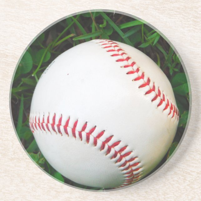 White Baseball with Red Stitching Coaster (Front)
