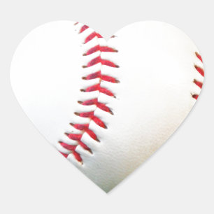 White Baseball with Red Stitching Heart Sticker