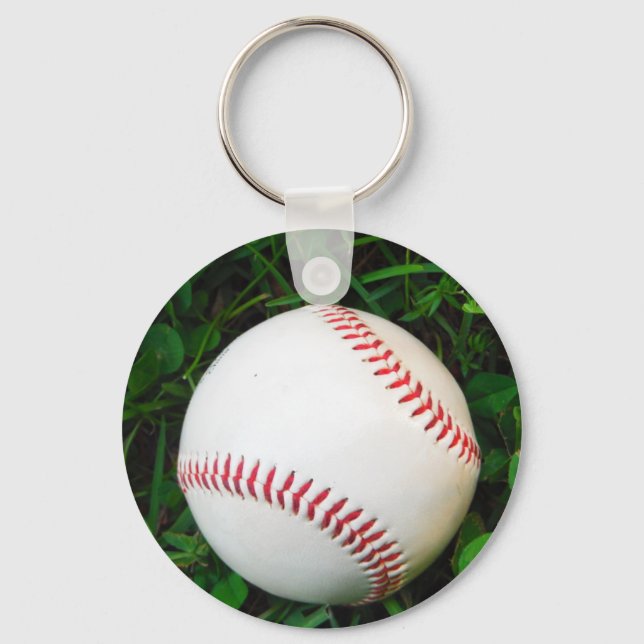 White Baseball with Red Stitching Key Ring (Front)