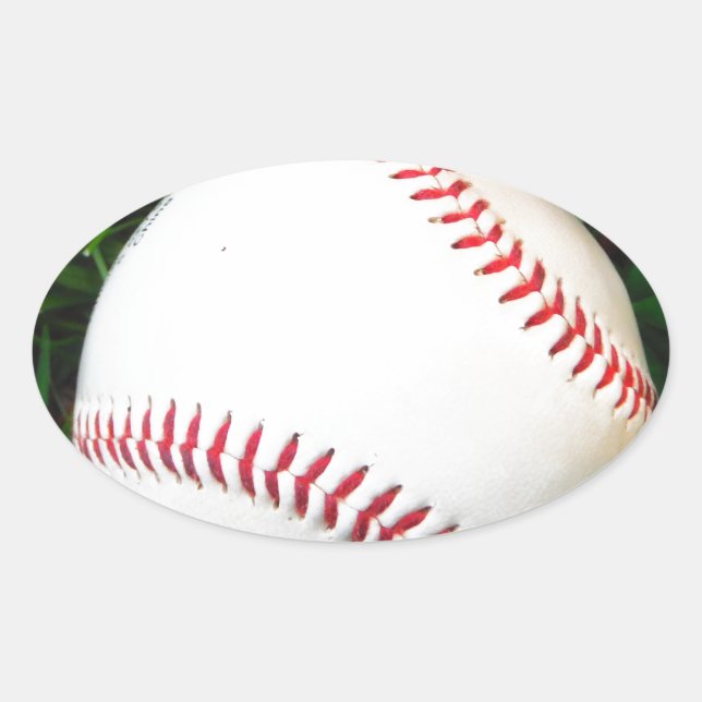 White Baseball with Red Stitching Oval Sticker (Front)