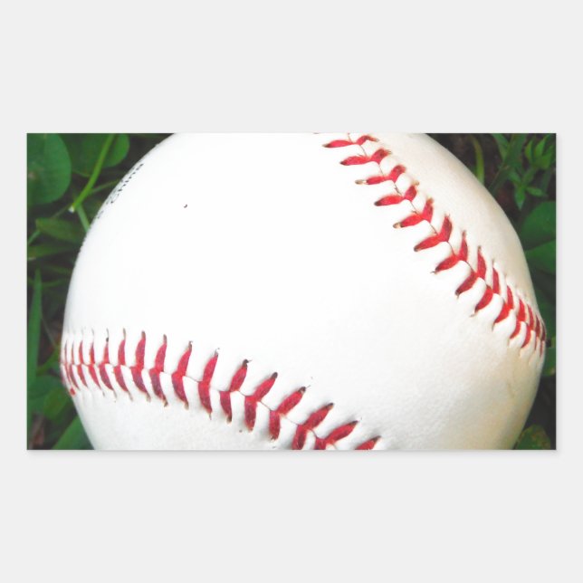 White Baseball with Red Stitching Rectangular Sticker (Front)